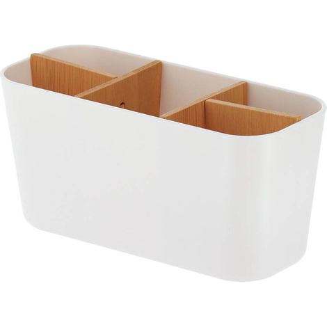 Organizzatore rettangolare 5 comp. Plastica di bambù - bianco opaco - Tendance