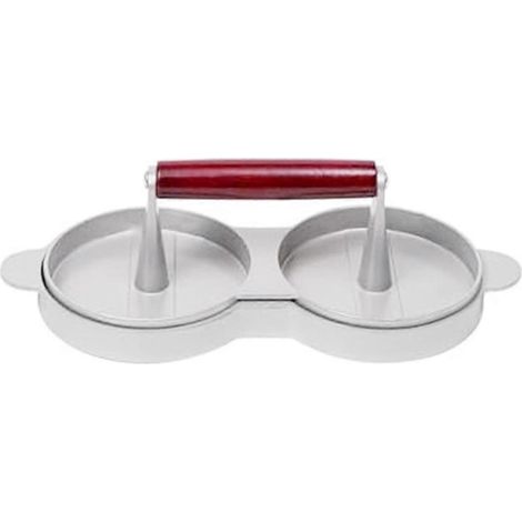 Presse à hamburger double, appareil à steak haché en alliage d'aluminium avec manche en bois, presse à viande, ronde (1/4)