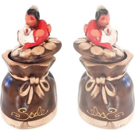 Trade Shop - SALZBEHÄLTER DEKORATIVES ELEMENT HOME PULCINELLA GLÜCKSBRINGER TERRAKOTTA -