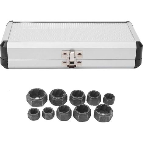 Extracteur d'écrou et de boulon endommagé, 10 pièces extracteur d'écrou extracteur de boulon endommagé outils de quincaillerie en alliage d'aluminium pour têtes de 9, 10, 11, 12, 13, 14, 15, 16, 17 et (1/5)