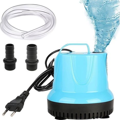 Mini pompe à eau submersible 35 W 2000 L/H - Ultra silencieuse - Petite pompe submersible -Avec 3 buses et tuyau de 1,5 m et 12 mm (1/4)