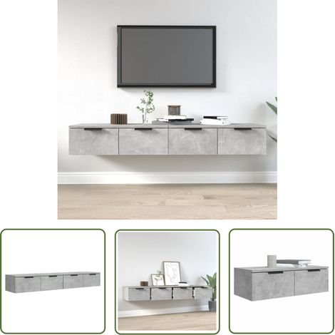 The Living Store Wandschränke 2 Stk. Betongrau 68x30x20 cm Holzwerkstoff - Wandregal - Regal - Hängeschrank - Aufbewahrung - Betongrau (1/5)