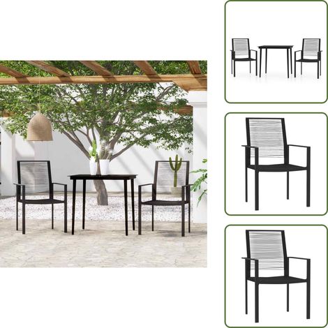 The Living Store Ensemble à manger de jardin 3 pcs Noir - Salle à manger de jardin (1/5)