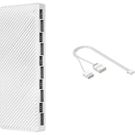 Hub ARGB/PWM à double port d'extension 10 pouces, contrôleur ARGB, adaptateur pour ventilateurs de boîtier. (1/4)