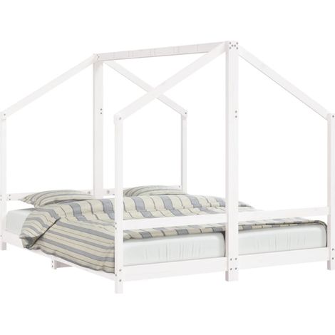 Cadre de lit d'enfant blanc 2x(80x200) cm bois de pin massif (1/5)