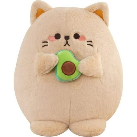 Cat Plush Hugging Pillow - Avocado Kitty Plush Pillow - Soft & Squishy Cat Stuffed Animal Toy - Great Gift for Kids (9.8inch/25cm, White (1/5)