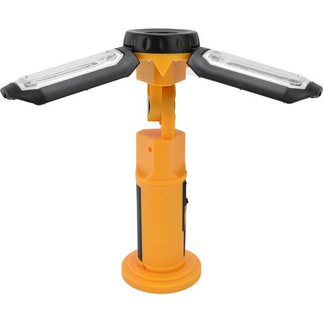 Lampe de travail LED extérieure rechargeable, pliable et rotative, lampe d'inspection multifonctionnelle avec feu de signalisation rouge et crochet magnétique. (1/5)