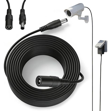Cordon d'extension d'alimentation 12V DC, Câble d'extension 5.5mm x 2.1mm compatible avec adaptateur d'alimentation ou chargeur mural 12V DC pour caméra de sécurité CCTV, caméra, projecteur LE (1/5)