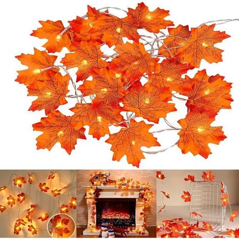 Feuille d'érable Guirlande Lumineuse,Guirlande de feuilles d'érable d'automne 6m alimenté par batterie Chaîne Lumières Decoration noel Décoration de Thanksgiving,2 pcs,40 guirlandes lumineuses (1/4)