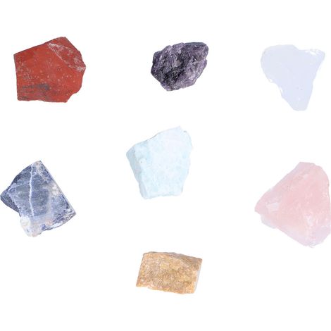 Ensemble de 7 pierres précieuses de cristal pour la guérison et l'équilibre des chakras, avec pochette de rangement pour la maison et le bureau. (1/5)