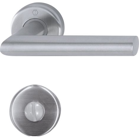 Hoppe – Garniture de porte Utrech – Inox – Bec de cane condamnation – Assemblage libre avec ressort de rappel – Pour épaisseur de porte 38 à 42 mm