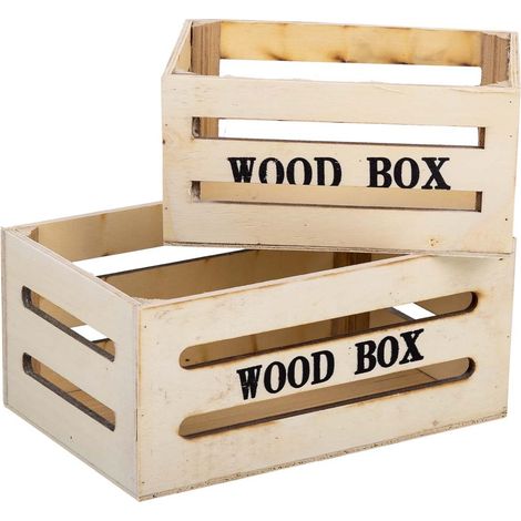 Cajones de madera set 2 piezas marron 20x13x09-16x11x08h cm (1/5)