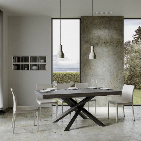 Tavolo allungabile 90x160/264 cm Volantis Cemento telaio Antracite