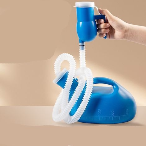 (bleu)Flacon urinaire unisexe de 3000 ml, avec bouchon et sonde de 1,6 m, flacon urinaire pour hommes, flacon urinaire anti-fuite (1/5)