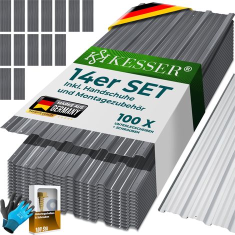KESSER® Tôle profilée trapézoïdale, galvanisée, 7 m² - gris (1/5)