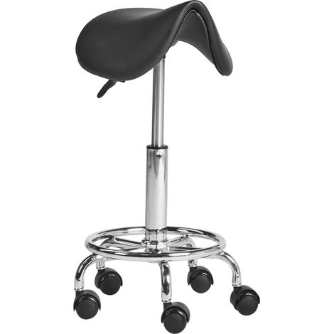 Taburete pony de oficina de piel sintética estructura metálica función giratoria altura ajustable ruedas negro Dumont