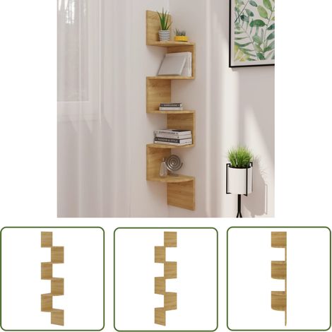 The Living Store Wand-Eckregal Sonoma-Eiche 19x19x123 cm Holzwerkstoff - Wandregal - Eckschrank - Deko Regal - Holzregal - Wohnzimmerdeko (1/5)