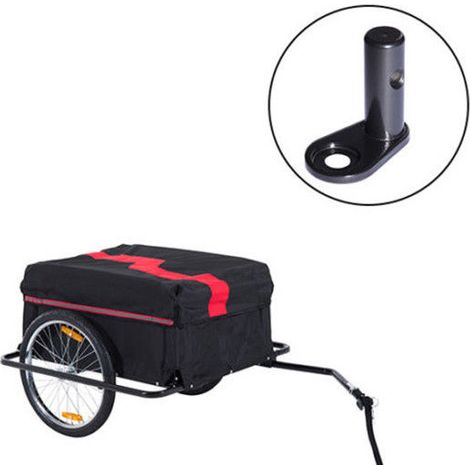 Attelage pour remorque vélo avec goupille de sécurité. Attelage de rechange pour remorques enfant. Remorque cargo, noire.