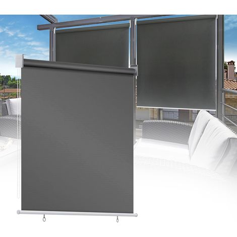 Randaco Senkrechtmarkise 100x140 cm 2er Set Balkonmarkise Dunkelgrau Sichtschutz Sonnenschutz UV beständig wasserdicht Balkon Terrasse (1/5)