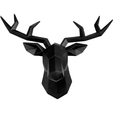 Tête de Cerf Sculpture,Résine Tête de Cerf Statue Deco Murale,Tête de Cerf 3DTenture Murale Ornement pour Décoration Murale Moderne (1/4)