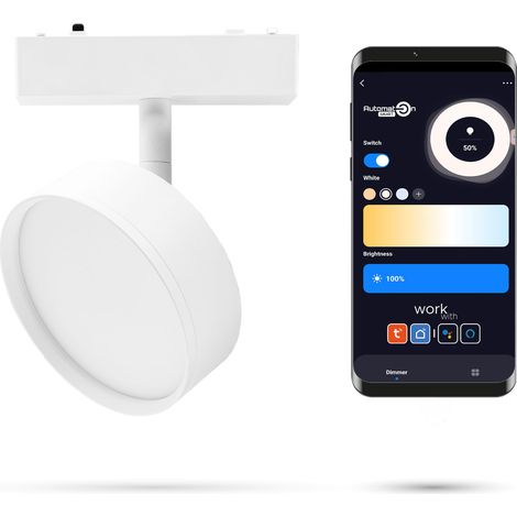Tuya Track Flood 9W 9BF1 Faretto Zigbee bianco per binari SLIM TRACK e FiberFLEX 48VDC 3000-6000K Dimmerabile (1/5)