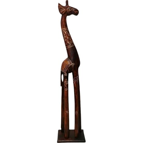 Scultura in legno giraffa grande animale africano oggetto per la casa da vetrina negozio pub ristoranti esposizione particolare - MISURA: Giraffa 80 cm
