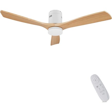 Ventilateurs de plafond LED 24W silencieux 38W moteur DC bois 132 cm (52") télécommande fonction mémoire Été/Hiver 6 vitesses (1/5)