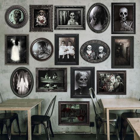 Lot de 15 décorations murales Halloween style gothique horreur imperméable (1/5)