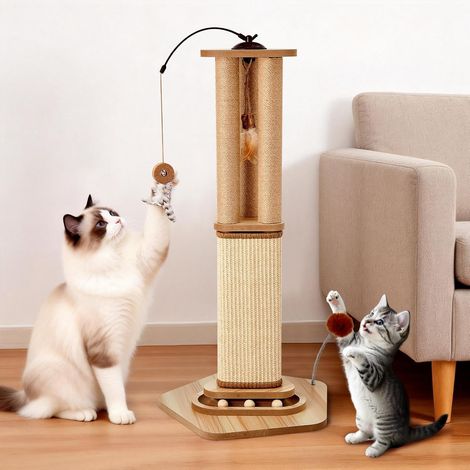 Griffoir pour Chat 86 cm – Poteau à Griffer Extra-Haut avec Base Stable, Jouet Interactif à 360° et Piste à Bille – Grattoir en Sisal Naturel pour Grand Chat, Arbre à Chat Design Moderne (1/5)