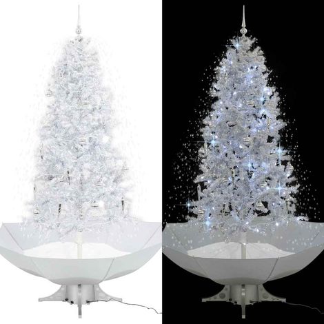 Sapin de Noël Artificiel Enneigé Lumineux LED Chute de Neige et Décorations Blanc 190 cm - PANGIVO (1/5)