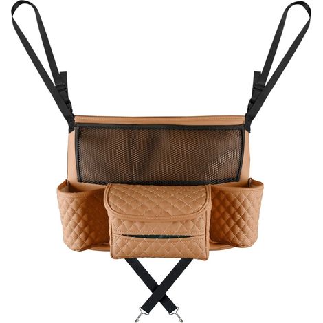 Porte-sac à main en cuir pour documents et téléphone, barrière de rangement de siège arrière pour enfants, animaux domestiques, s'adapte à la plupart des véhicules, porte-documents, téléphone (1/5)