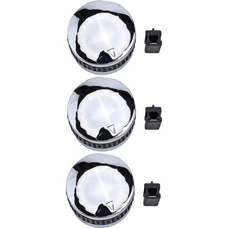 Lot de 3 boutons de commande de rechange pour barbecue avec tige de valve en forme de D - 3/5/6 pièces en plastique chromé avec adaptateurs