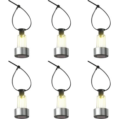 Lot de 6 lampes solaires de clôture à capteur automatique - Faciles à nouer - Design résistant aux intempéries - Installation rapide - Lampe colorée économe en énergie pour jardinière, allée, arbre (1/5)