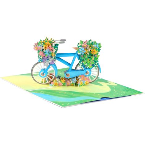 Carte de vœux pop-up vélo, design 3D exquis en papier écologique, idée cadeau pour anniversaire, départ de collègues ou enseignants (1/5)