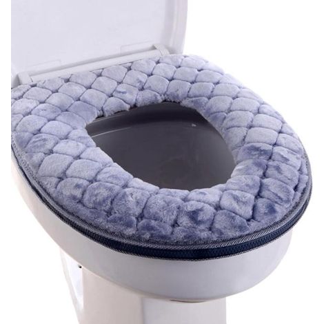 Housse de siège de toilette Coussin de siège de toilette doux et chauffant Coussinets de couverture de siège de toilette lavables avec fermeture (1/5)