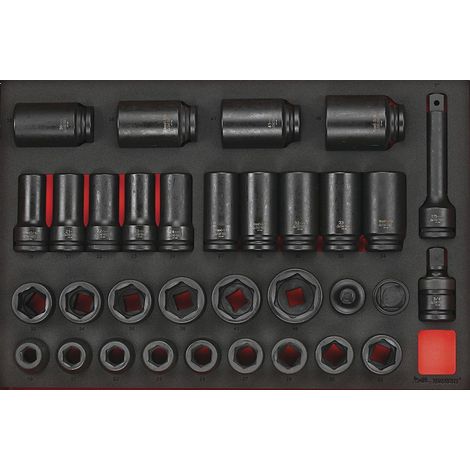 Jeu de douilles à choc Foam4x4 tray 3/4 19- 50mm 33 pièces Teng Tools TTEISK33