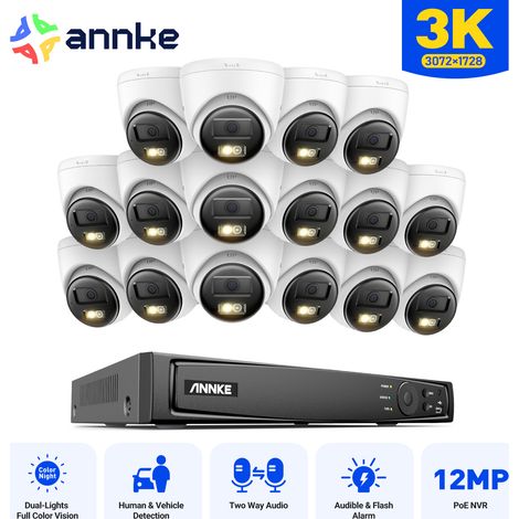 ANNKE Kit di Videosorveglianza Esterno 5MP 16CH con 16 Telecamere IP, Audio Bidirezionale,Visione Notturna IR, Rilevamento Intelligente Movimento, Avviso E-mail APP/PC Remoto (1/5)