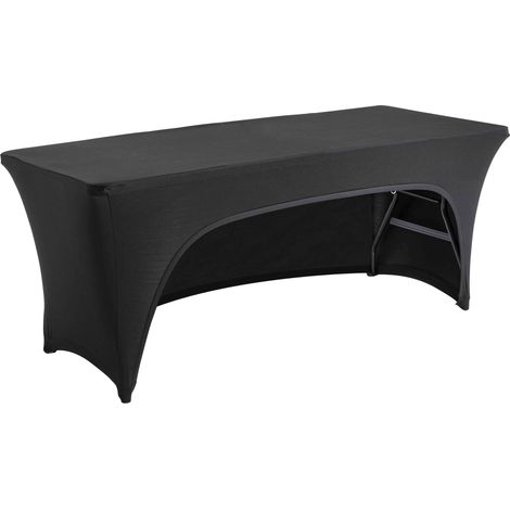Oviala – Nappe housse noire extensible pour table pliante 180cm – Protection optimale contre tâches et rayures – Lavable en machine