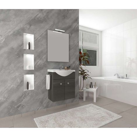 Composizione Bagno Sospesa Zaffiro - Rovere Scuro - 385x57 cm