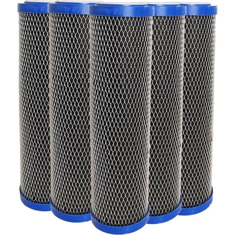 Paquete de 5 cartuchos de filtro de agua de 13 pulgadas (antisedimentos) + filtro de carbón activado de 5 micrones para contaminantes (1/4)