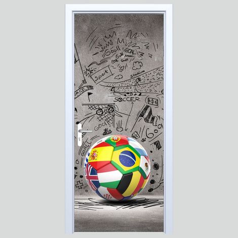 Adhesivo de tela para puerta con gráficos de fútbol 455PD