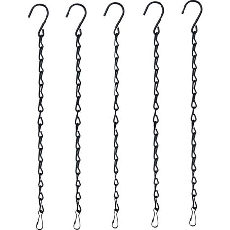Lot de 5 Chaînes de Suspension pour Nichoirs, Jardinières, Lanternes et Décorations (24cm, Noir) (1/5)