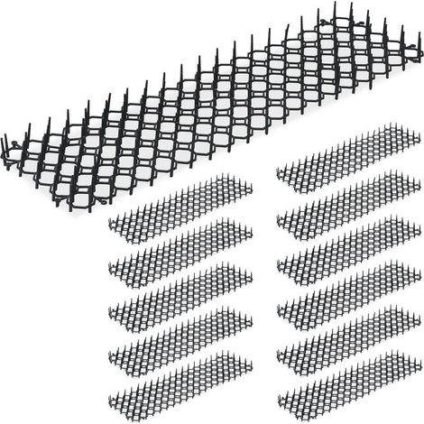 Relaxdays Grille stop chats, lot de 12, dissuader martres & autres animaux, protection plantes, plastique, picots, noir (1/5)