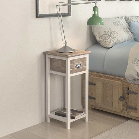 Maison Exclusive - Comodino con 1 Cassetto Marrone e Bianco (1/5)