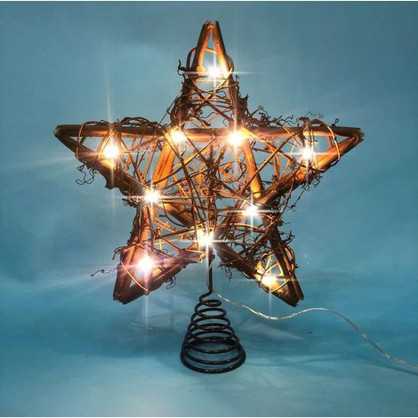 Topper d'arbre de Noël étoile rotin Naturelle cime 2528cm Arbre de Noël et décoration saisonnière de Vacances adapté pour de Taille générale (1/5)