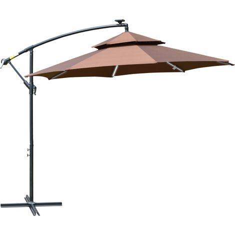 3m LED Light Overhanging Parasol - Coffee (1/5)