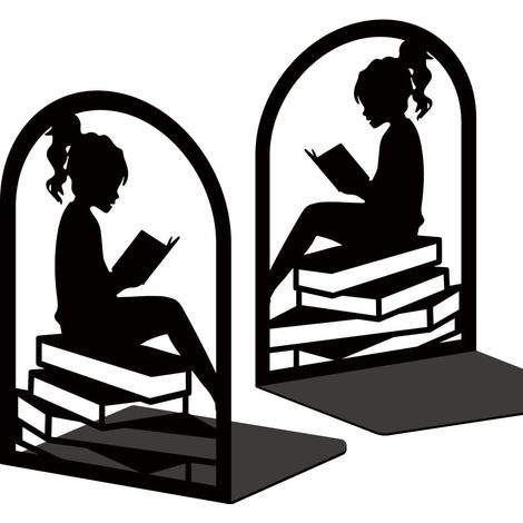 Serre-livres décoratifs en métal pour étagères - 12 x 18 cm - Antidérapants - Robustes - Support de livre unique pour livres lourds - Noir - Pour contenir des livres pour femme (1/5)