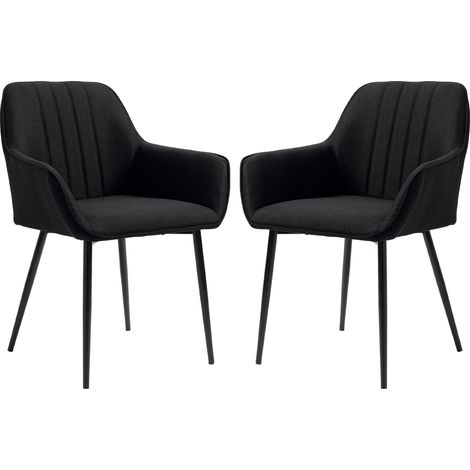 Chaises Scandinaves Lot de 2, Pieds Métal Noir, Design Visiteur Salle à Manger