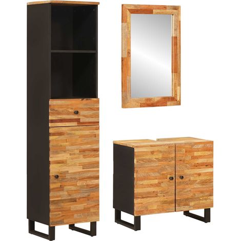 Badezimmer Sets mit Schubladen mit Regal Natur Massivholz Mango