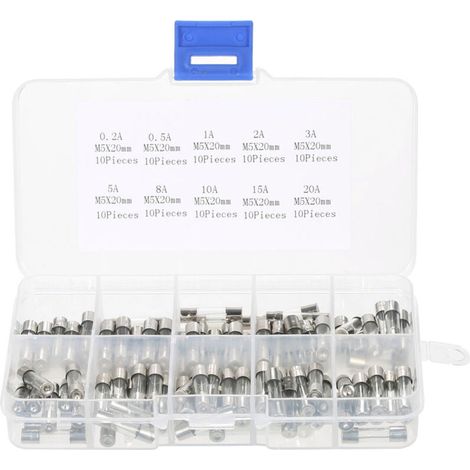 100 fusibles en verre 5x20mm en boîte Fusible 0.2A 20A - GHOST (1/5)